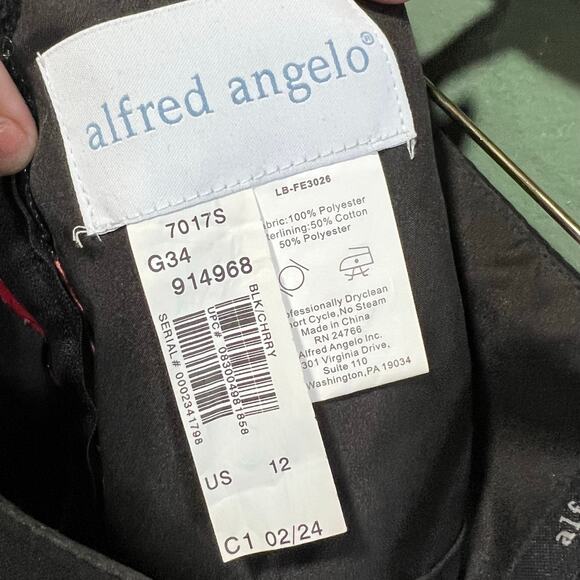 Alfred Angelo Black Red Sash Strapless Dress Size 12 Designer - Picture 6 of 6